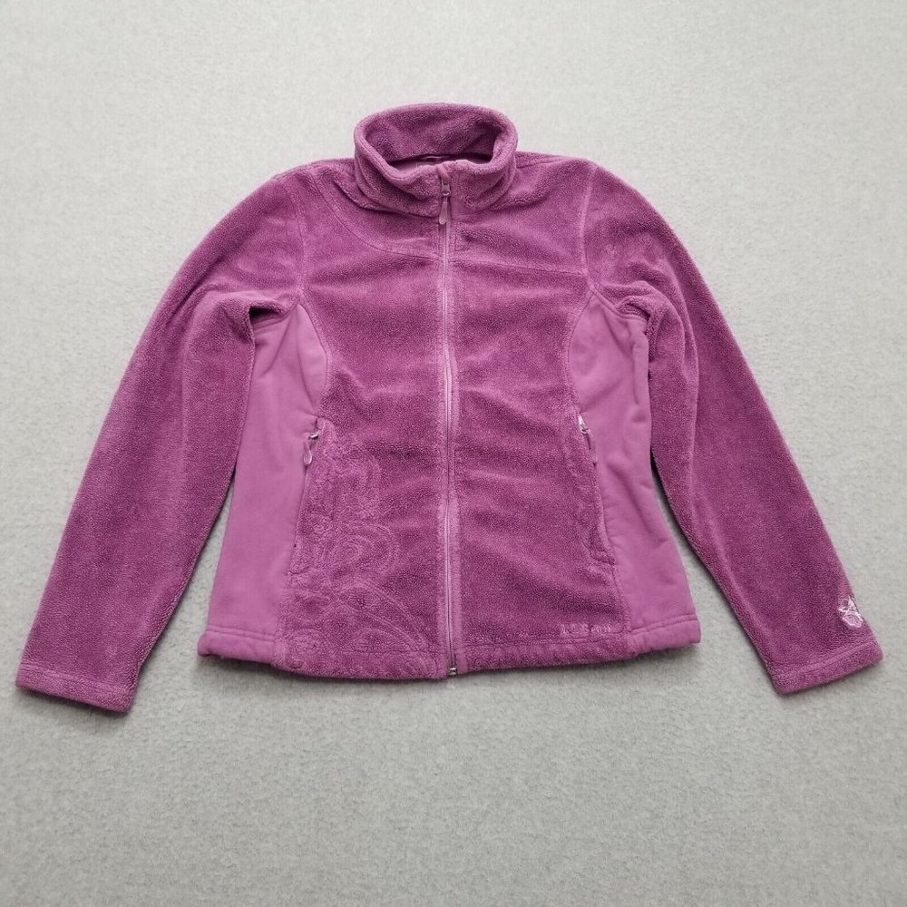 LL Bean Sherpa Jacket Womens Small Pink Pockets Zip‎ Casual Mock Neck